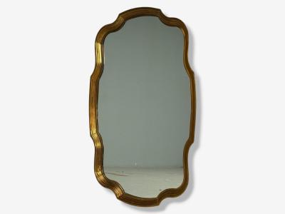 Hollywood Regency Style Bronze Scalloped Wall Mirror USA 1950s
