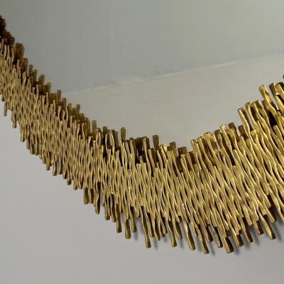 Hollywood Regency Style Brutalist Modern Round Wall Mirrors Brass Star Motif