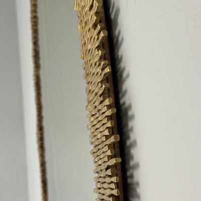 Hollywood Regency Style Brutalist Modern Round Wall Mirrors Brass Star Motif