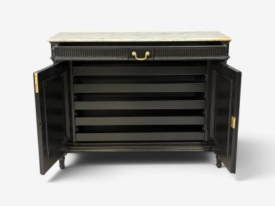 Hollywood Regency Style Buffets Black Painted Wood Marble France 1940s
