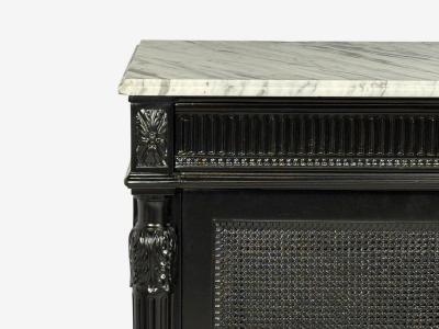 Hollywood Regency Style Buffets Black Painted Wood Marble France 1940s