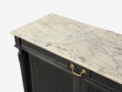 Hollywood Regency Style Buffets Black Painted Wood Marble France 1940s