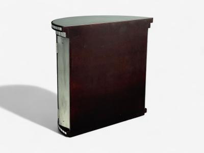 Hollywood Regency Style Distressed Glass Mirrored Demilune Cabinet