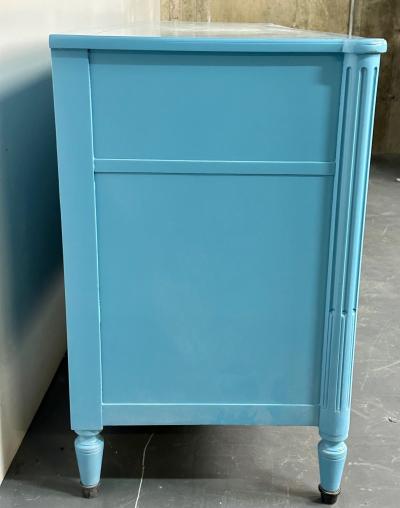 Hollywood Regency Style Dresser Sideboard Cerulean Blue Lacquer Baker