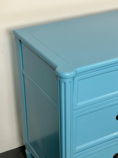 Hollywood Regency Style Dresser Sideboard Cerulean Blue Lacquer Baker