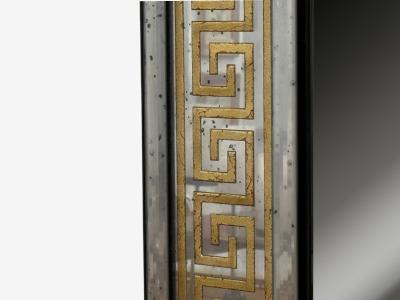 Hollywood Regency Style Etched Glass Gilt Greek Key Wall Mirrors USA 21st c