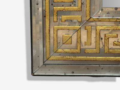 Hollywood Regency Style Etched Glass Gilt Greek Key Wall Mirrors USA 21st c