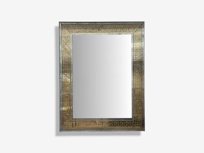 Hollywood Regency Style Etched Glass Gilt Greek Key Wall Mirrors USA 21st c