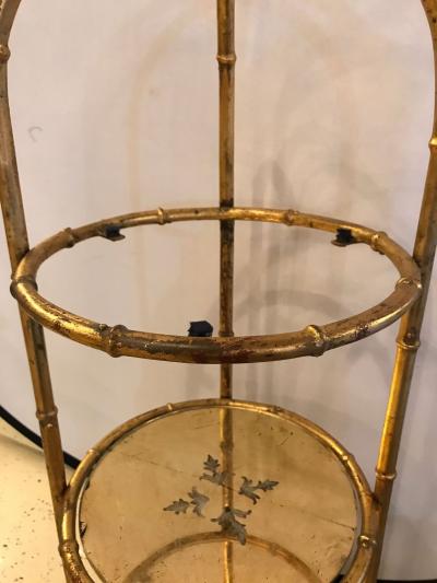 Hollywood Regency Style Faux Bamboo glomis Glass Three Tier tager Stand