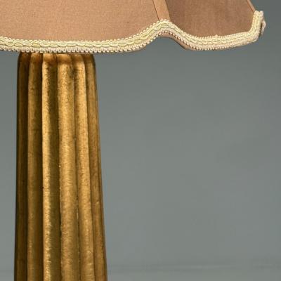 Hollywood Regency Style Fluted Table Lamps Gilt Metal Silk USA 21st C 