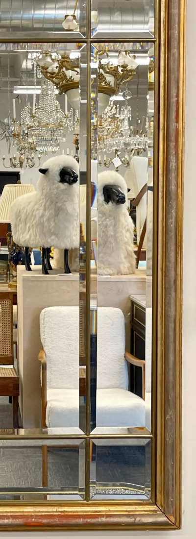 Hollywood Regency Style Gilt Wood Console Pier Mirror by Le Barge Dome Top