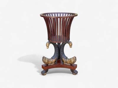 Hollywood Regency Style Mahogany Parcel Gilt Cellarette England 19th c 