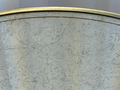 Hollywood Regency Style Mirrored Gueridon Center Table Silver Gilt Lion Heads