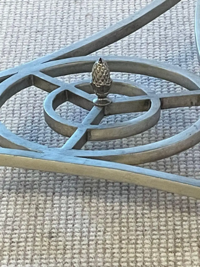 Hollywood Regency Style Mirrored Gueridon Center Table Silver Gilt Lion Heads