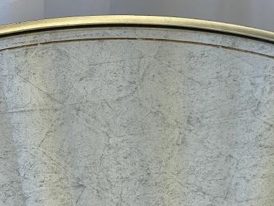 Hollywood Regency Style Mirrored Gueridon Center Table Silver Gilt Lion Heads