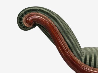 Hollywood Regency Style Stained Wood Green Fabric Benches USA 1980s