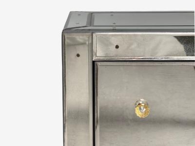 Hollywood Regency Style Wood Antique Beveled Glass Mirrored Nightstands
