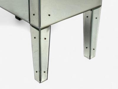 Hollywood Regency Style Wood Antique Beveled Glass Mirrored Nightstands