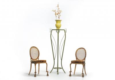 Hollywood Regency Tall Green Pedestals with Curvaceous Roman Urn Silhouette