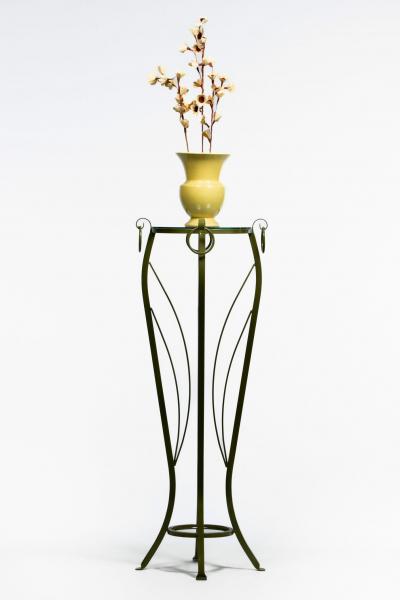 Hollywood Regency Tall Green Pedestals with Curvaceous Roman Urn Silhouette