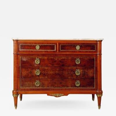 Hollywood Regency Tortoise Shell Finish Marble Top Commode