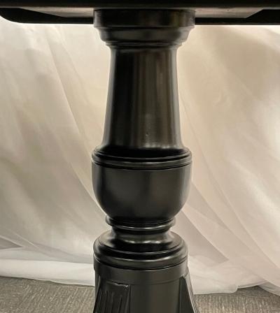 Hollywood Regency Triple Pedestal Ebony Dining Table Maison Jansen