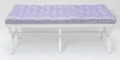 Hollywood Regency Tufted Silk Bench