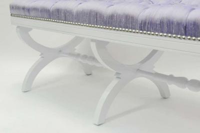 Hollywood Regency Tufted Silk Bench
