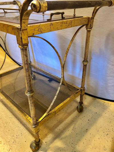 Hollywood Regency Two Tier Serving Cart in a Faux Marbleized Design