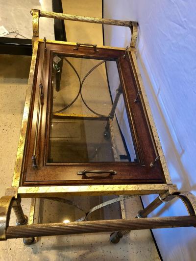 Hollywood Regency Two Tier Serving Cart in a Faux Marbleized Design