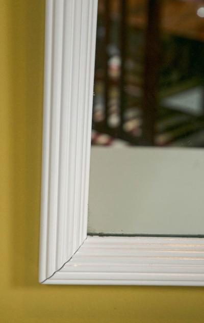 Hollywood Regency White Lacquered Giltwood Wall Console Mirror Paint Decorated