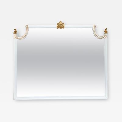 Hollywood Regency White Lacquered Giltwood Wall Console Mirror Paint Decorated