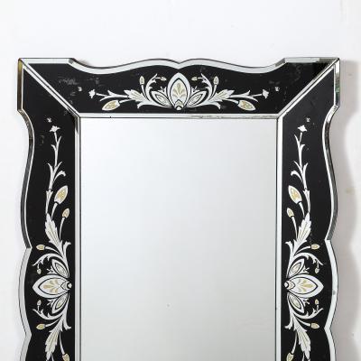 Hollywood Shadow Box Mirror in Reverse Etched Beveled Eglomise Detailing