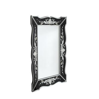 Hollywood Shadow Box Mirror in Reverse Etched Beveled Eglomise Detailing