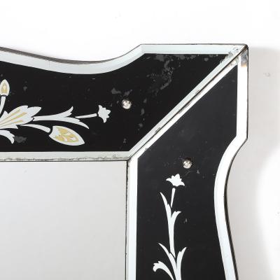 Hollywood Shadow Box Mirror in Reverse Etched Beveled Eglomise Detailing