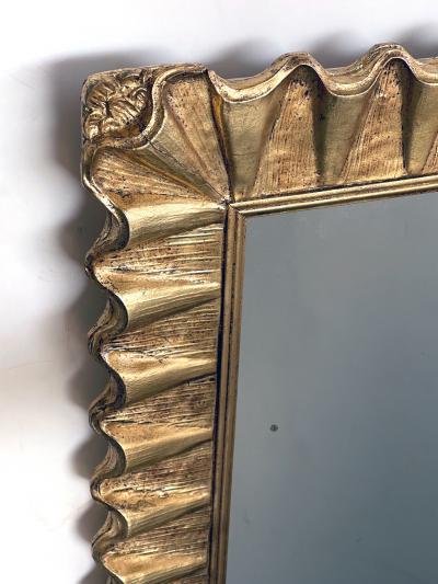 Hollywood regency gilded rectangular mirror with undulating ruffled frame