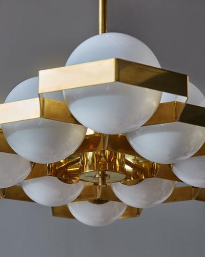Honeycomb Brass and Glass Candlestick