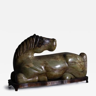 Horse Statuette in Green Jade