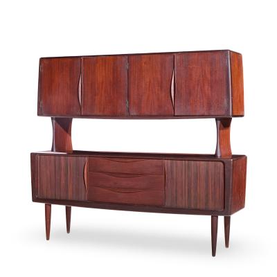 Hos Wulff Hos Wulff Mid Century Danish Teak Tambour Door Credenza and Hutch