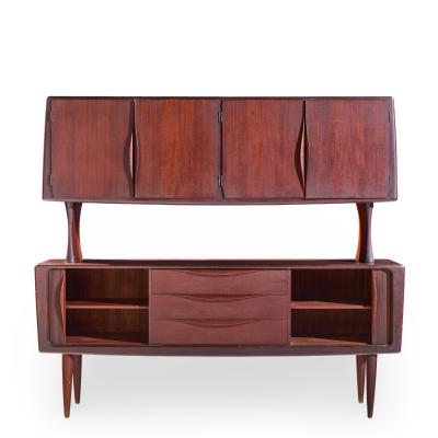 Hos Wulff Hos Wulff Mid Century Danish Teak Tambour Door Credenza and Hutch