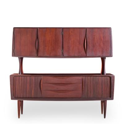 Hos Wulff Hos Wulff Mid Century Danish Teak Tambour Door Credenza and Hutch
