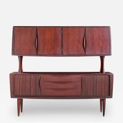 Hos Wulff Hos Wulff Mid Century Danish Teak Tambour Door Credenza and Hutch
