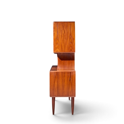 Hos Wulff Hos Wulff Mid Century Danish Teak Tambour Door Credenza and Hutch