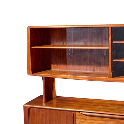 Hos Wulff Hos Wulff Mid Century Danish Teak Tambour Door Credenza and Hutch