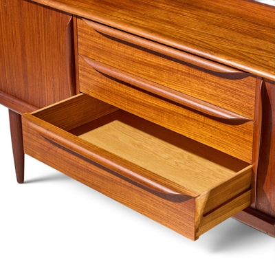 Hos Wulff Hos Wulff Mid Century Danish Teak Tambour Door Credenza and Hutch