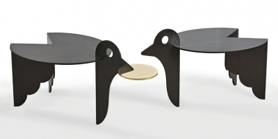 Hubert Le Gall Pica Pica dOr Pair of Pedestal Tables 2016