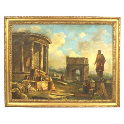Hubert Robert Italian Neo Classic Landscape of Ancient Ruins