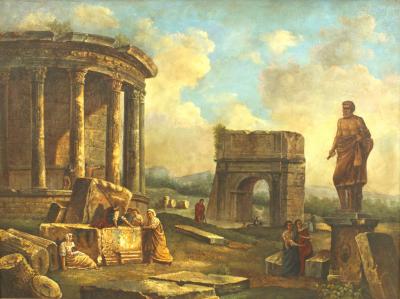 Hubert Robert Italian Neo Classic Landscape of Ancient Ruins