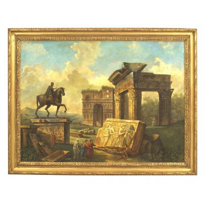 Hubert Robert Italian Neo Classic Landscape of the Temple of Vespia