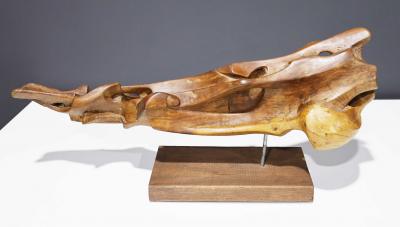 Huez Dominguez Organic Wood Sculpture Mounted on Base Signed